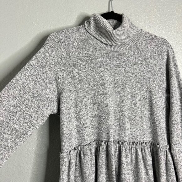 Coco + Jaimeson Long Sleeve Turtleneck Babydoll Dress Stretchy Knit Gray M - Picture 5 of 8